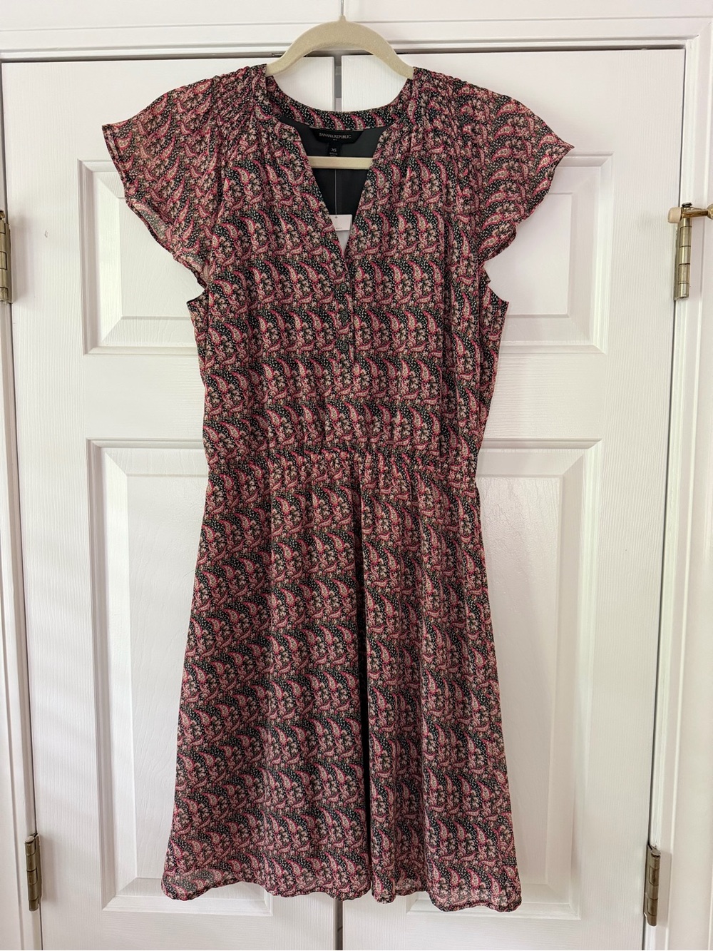 Banana Republic Pink & Black Printed Dress